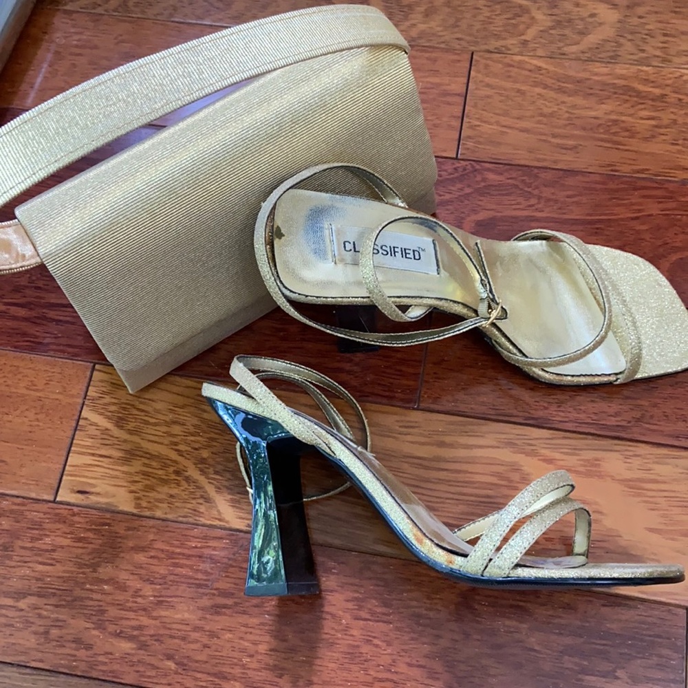 Gold Purse and match Shoes
